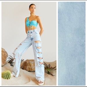 BERSHKA Light Wash Ripped Jeans